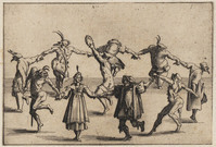 TvB G 4929
<br/>
Rondedans van toneelspelers ("Capricci")
<br/>
<em>Callot, Jacques (1592 - 1635)</em>
